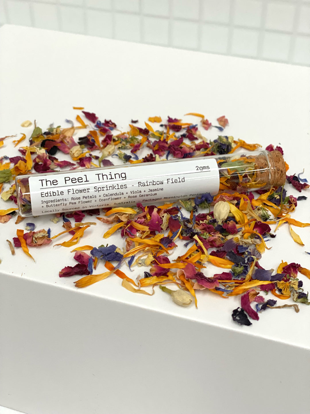 Edible Flower Sprinkles-Rainbow Field ** Gift Size - Test Tube