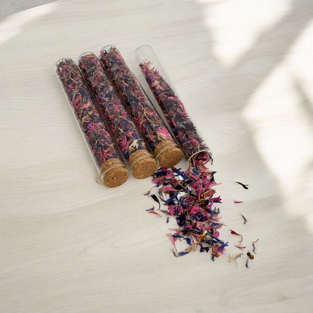 Edible Flower Sprinkles - Berries + Cream - Pink, White and Purple Cornflowers - Gift Size - Test Tube - 2gm