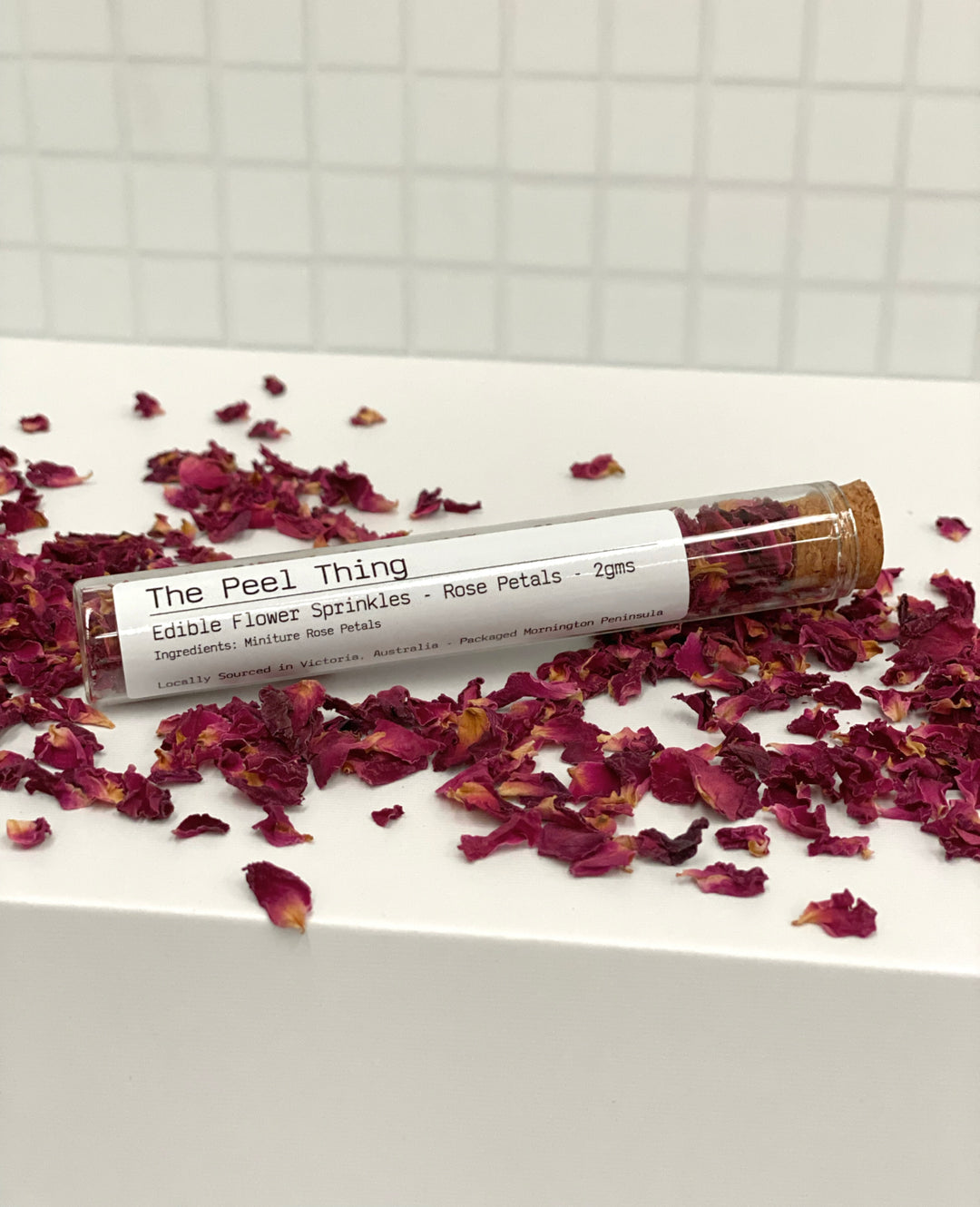 Edible Flower Sprinkles- Rose Petals ** Gift Size- Test Tube