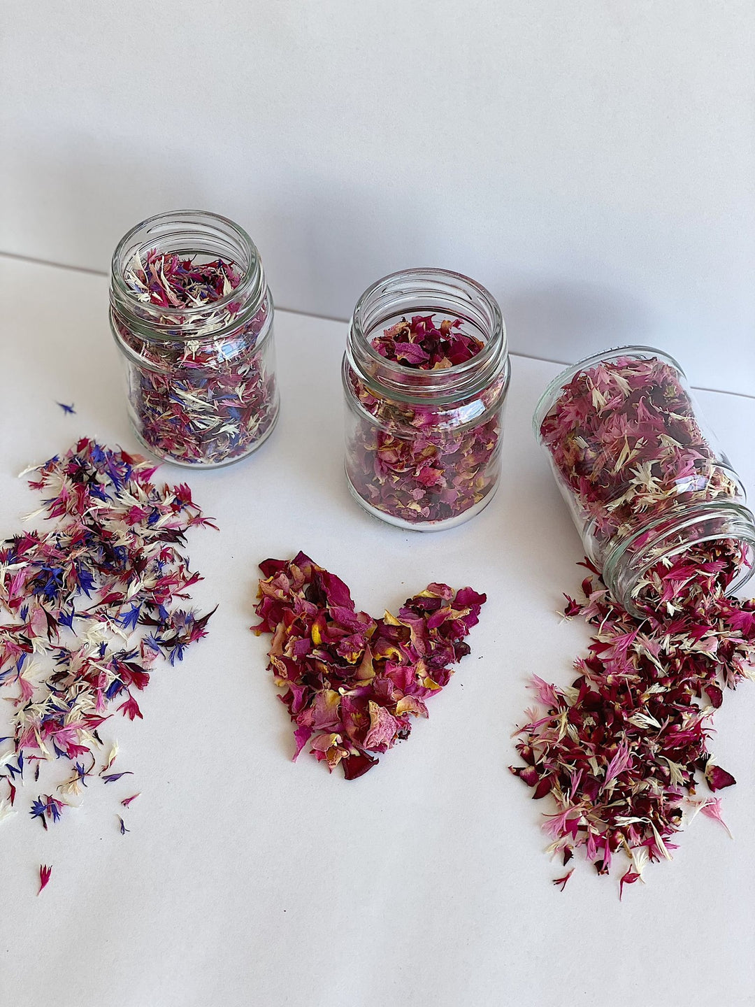 Edible Flower Sprinkles - Berries + Cream - Pink, White and Purple Cornflowers