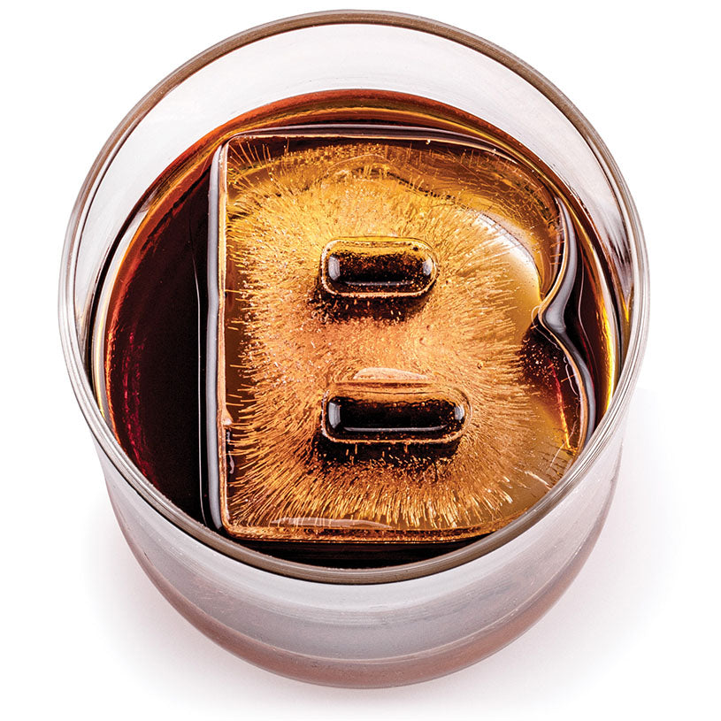 DrinksPlinks ice cube letter B in glass