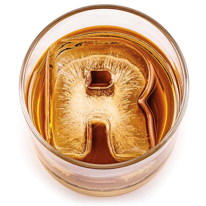 DrinksPlinks ice cube tray letter R in glass