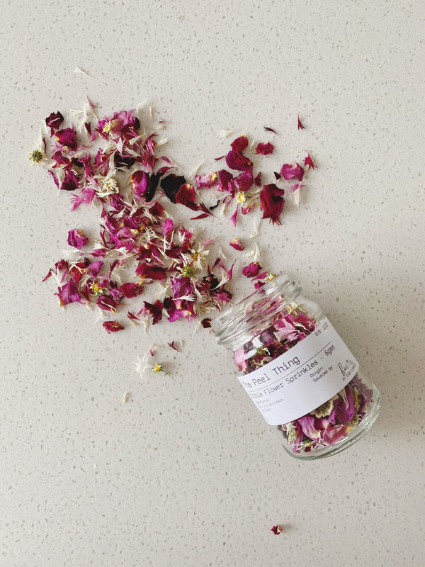 Edible Flower Sprinkles - Rose Petals Mix - The Peel Thing